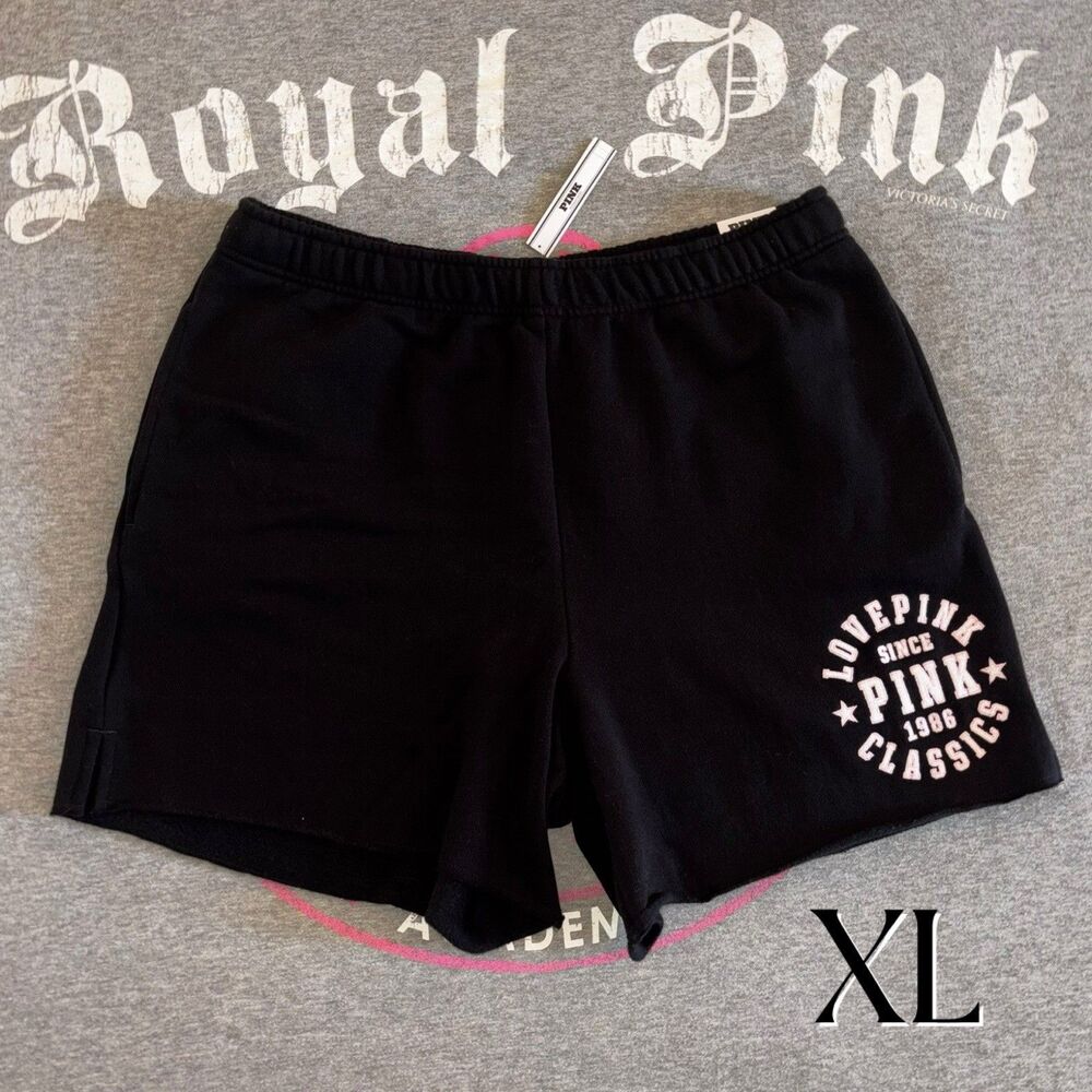 NWT New Victoria’s Secret PINK Shorts Black Love Pink Classics  1986 Size XL